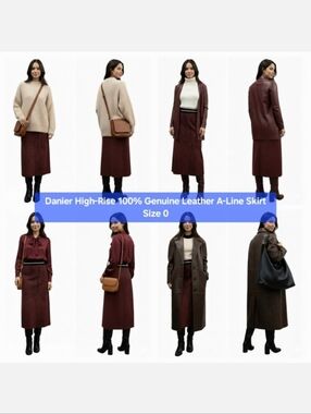 Danier High-Rise 100% Genuine Leather A-Line Skirt Size 0